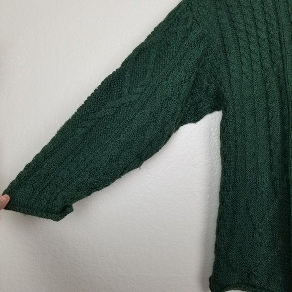 Cattaig Donn Cable Knit Wool Dress Made in Ireland Green M - Picture 7 of 8
